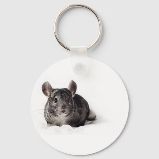 Gray Chinchilla Cute in Blanket Sleutelhanger (Voorkant)