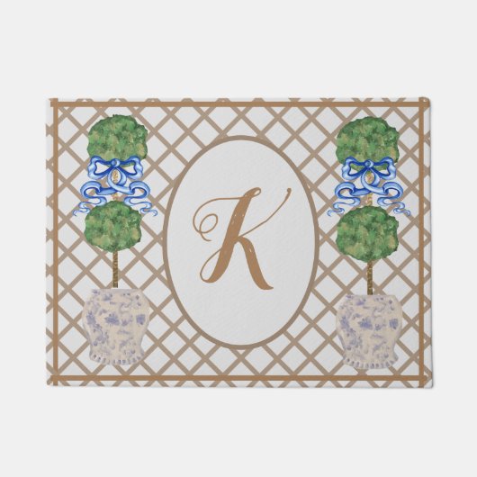 Gray Chinoiserie Ginger Jar Topiary Basket Deurmat (Voorkant)