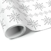 Gray Christmas Snowflakes Pattern White Background Cadeaupapier (Rol Hoek)