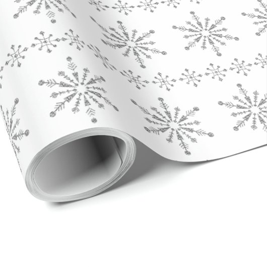 Gray Christmas Snowflakes Pattern White Background Cadeaupapier (Rol Hoek)