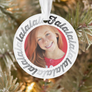 Gray Circle Falalalala Bold script Kerstmis Ornament