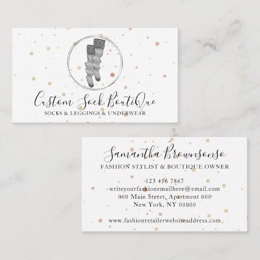 Gray Circle Polka Dots Couple Socket Visitekaartje (Voorkant / Achterkant)