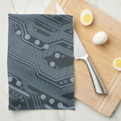 Gray Circuit Board Theedoek (Quarter Fold)