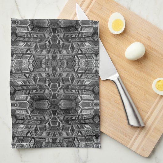 Gray City Pattern Kitchen Towel Theedoek (Quarter Fold)