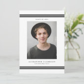 Gray Classic Stripes Modern 2022 Foto Afstuderen Aankondiging (Staand voorkant)