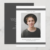Gray Classic Stripes Modern 2022 Foto Afstuderen Aankondiging (Voorkant / Achterkant)