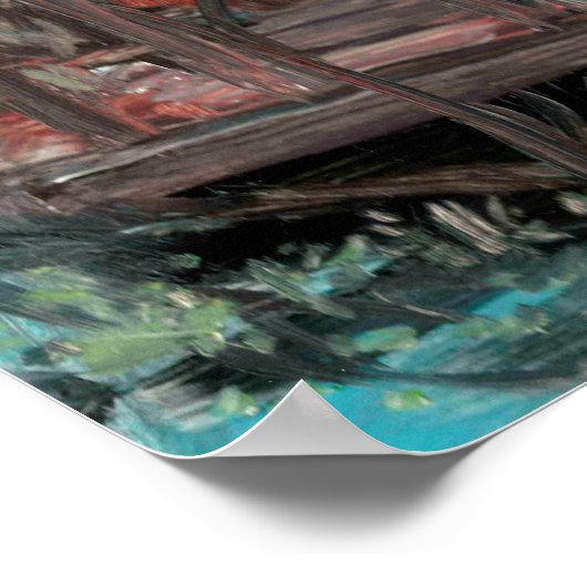 Gray Cloud Island Caboose Oil op panel Poster (Hoek)