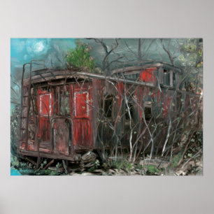 Gray Cloud Island Caboose Oil op panel Poster