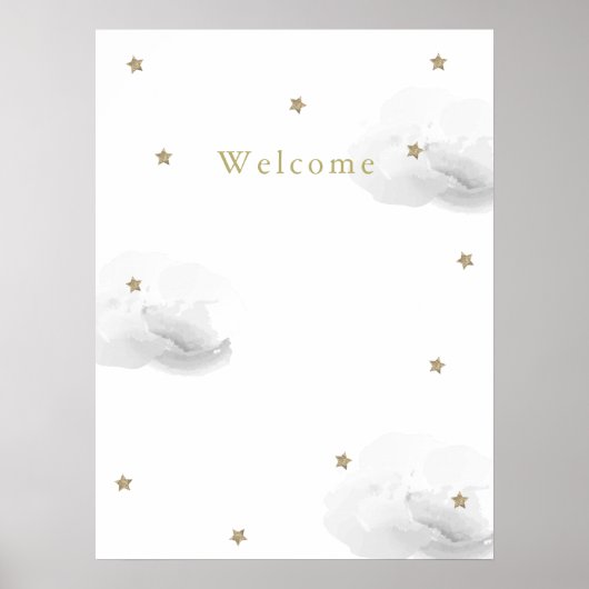 Gray Clouds & Gold Stars Welcome Poster (Voorkant)