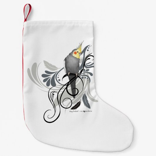 Gray Cockatiel Kleine Kerstsok (Voorkant)