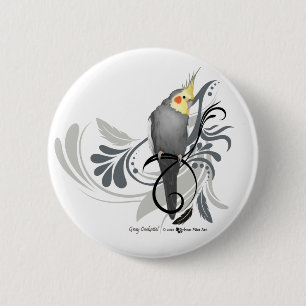 Gray Cockatiel Ronde Button 5,7 Cm