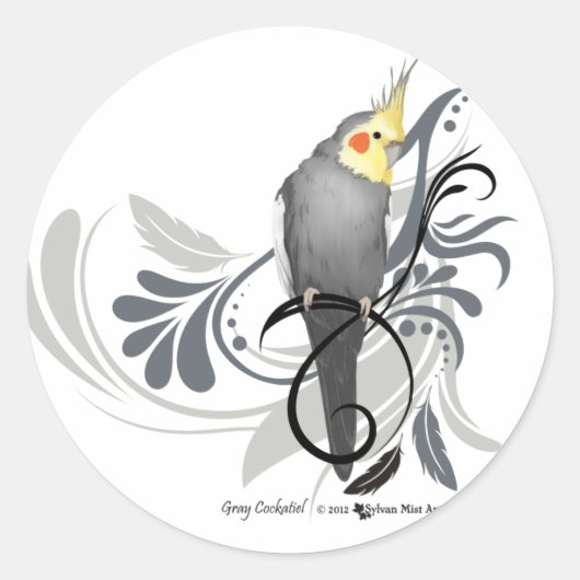 Gray Cockatiel Ronde Sticker (Voorkant)