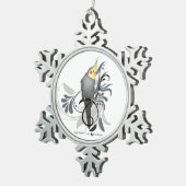 Gray Cockatiel Tin Sneeuwvlok Ornament (Rechts)