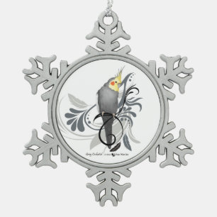 Gray Cockatiel Tin Sneeuwvlok Ornament
