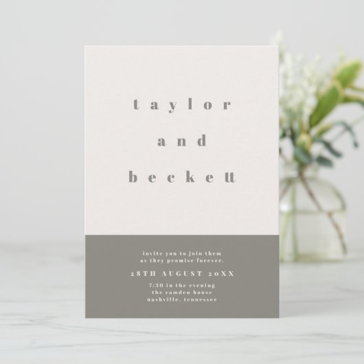 Gray Color Block Weddenschap Save The Date (Staand voorkant)