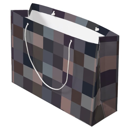 Gray Color Checkerboard Groot Cadeauzakje (Achterkant Gekanteld)