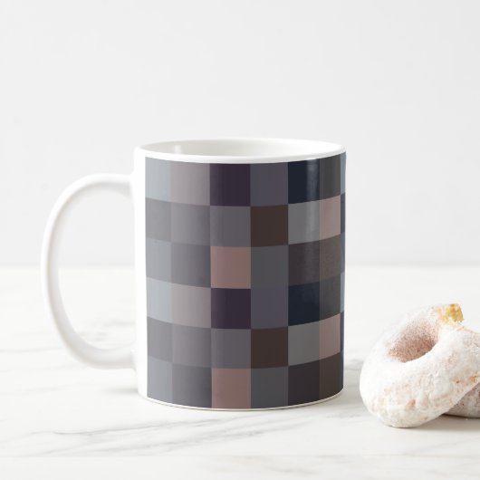 Gray Color Checkerboard Koffiemok (Met donut)