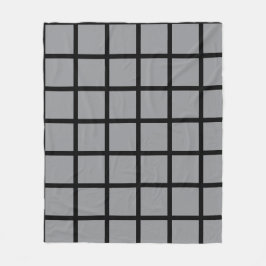 Gray colored square pattern and black borders fleece deken
