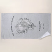 Gray Conch Shell Beach Towel Strandlaken (Voorkant)