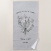Gray Conch Shell Beach Towel Strandlaken (Voorkant)