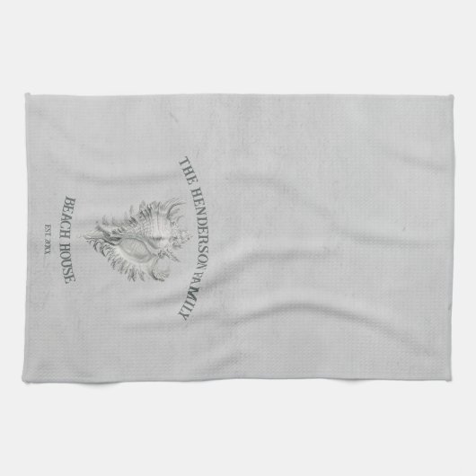 Gray Conch Shell Kitchen Towel Theedoek (Horizontaal)