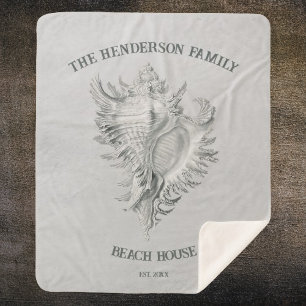 Gray Conch Shell Sherpa Blanket Sherpa Deken