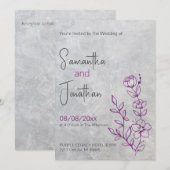 Gray Concrete en Paarse huwelijksuitnodiging Kaart (Voorkant / Achterkant)