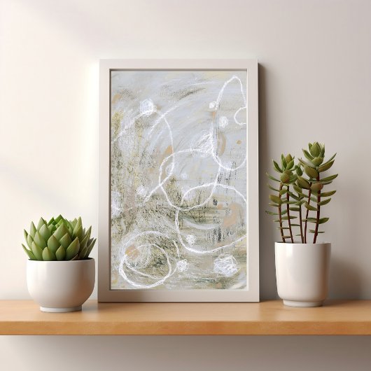Gray Contemporary Elegant Abstract Art Poster