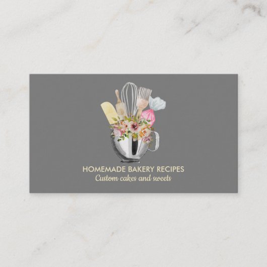 Gray Cook Chef Waterverf Bakkerswaren Bakkerij Visitekaartje (Voorkant)