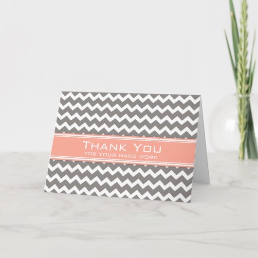 Gray Coral Chevron Jubileum Bedankkaart (Voorkant)