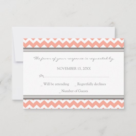 Gray Coral Chevron RSVP-bruiloft RSVP Kaartje (Voorkant)