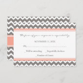Gray Coral Chevron RSVP-bruiloft RSVP Kaartje (Voorkant / Achterkant)
