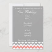 Gray Coral Chevron Wedding Kaart (Achterkant)