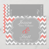 Gray Coral Chevron Wedding Kaart (Voorkant / Achterkant)