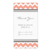 Gray Coral Chevron Wedding Labels (Voorkant)