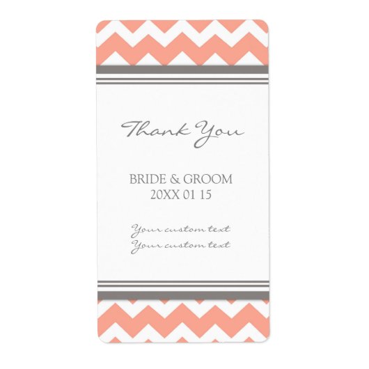 Gray Coral Chevron Wedding Labels (Voorkant)