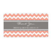 Gray Coral Chevron Wedding Labels (Voorkant)