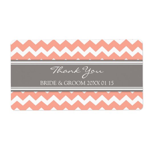 Gray Coral Chevron Wedding Labels (Voorkant)