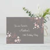 Gray Coral Floral 70e verjaardag Kaart (Staand voorkant)