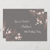 Gray Coral Floral 70e verjaardag Kaart (Voorkant / Achterkant)