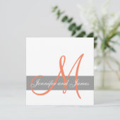 Gray Coral Wedding Invitation | Monogram Namen Kaart (Staand voorkant)