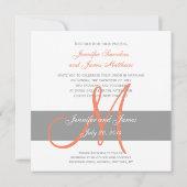 Gray Coral Wedding Invitation | Monogram Namen Kaart (Achterkant)