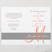 Gray Coral Wedding Program | Monogram (Voorkant)