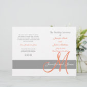 Gray Coral Wedding Program | Monogram (Staand voorkant)