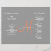 Gray Coral Wedding Program | Monogram (Achterkant)