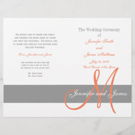 Gray Coral Wedding Program | Monogram