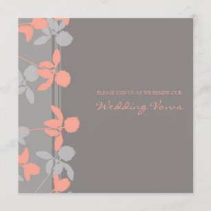 Gray Coral Wedding Vow Renewal Uitnodigingen