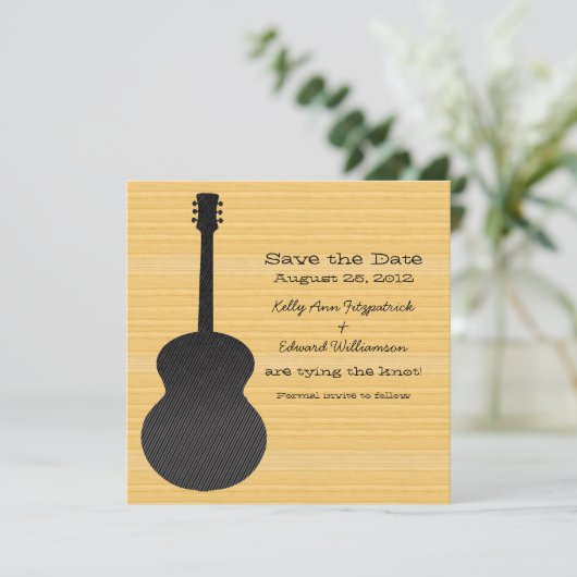 Gray Country Guitar Save the Date Invite (Staand voorkant)