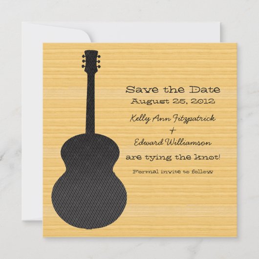 Gray Country Guitar Save the Date Invite (Voorkant)
