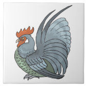 Gray Country Rooster Tegeltje (Voorkant)